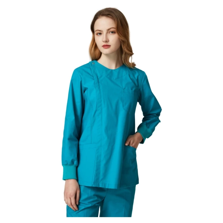 healthcare anti wrinkle long sleeve graphite medical plus size stainless zipper jacket aesthetic nursing scrubs uniforms sets
