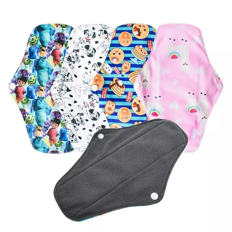 M Size Random Color Washable Bamboo Charcoal Napkins Reusable Cloth Menstrual Sanitary Pads