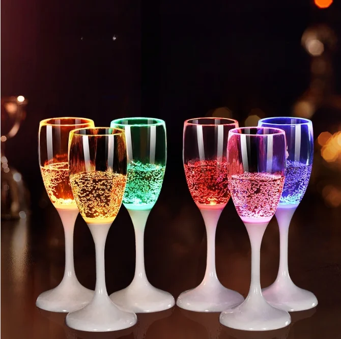Customized Food-grade Water Liquid Activated Crystal Plastic Led Lighting Up Champagne Cup for party