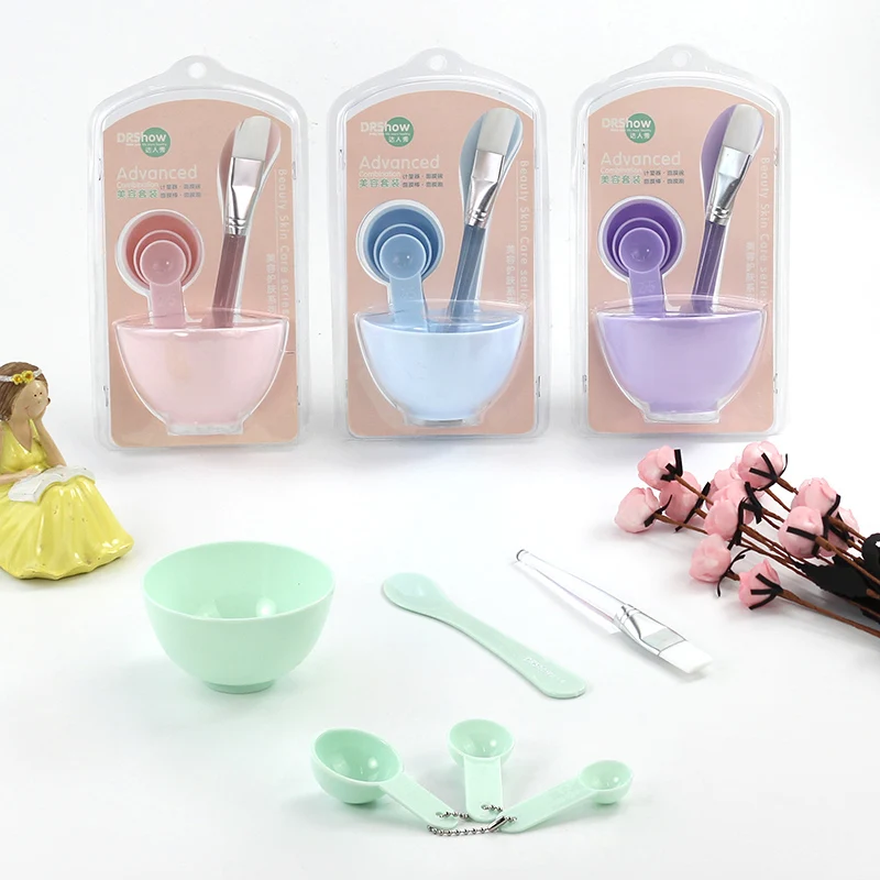Оптовая продажа, инструмент для ухода за лицом, пластиковая косметика, маска для самостоятельного макияжа, набор чашек для смешивания