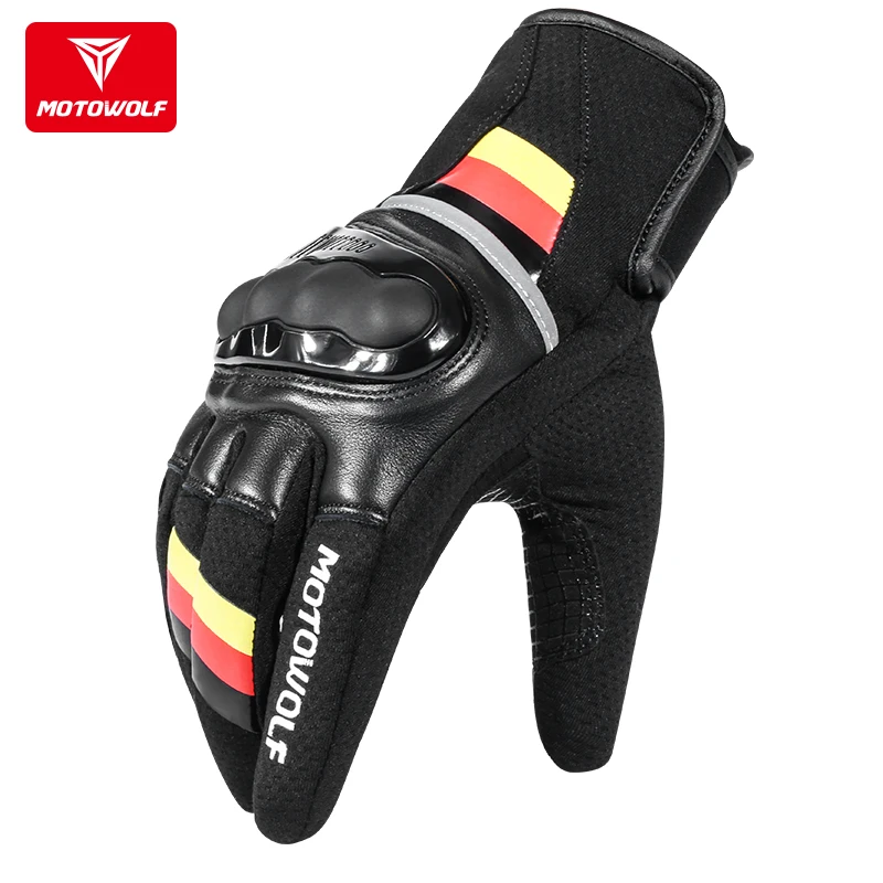 motowolf motorcycle riding equipment four seasons universal bicycle riding non-slip full-finger leather gloves