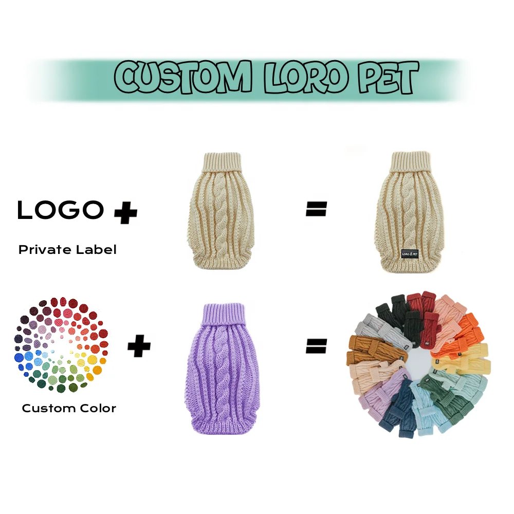 Luxury Solid Color Knitted Dog Jumper Sweater Winter Warm Soft Pet Clothes Knit Sweaters For Dogs