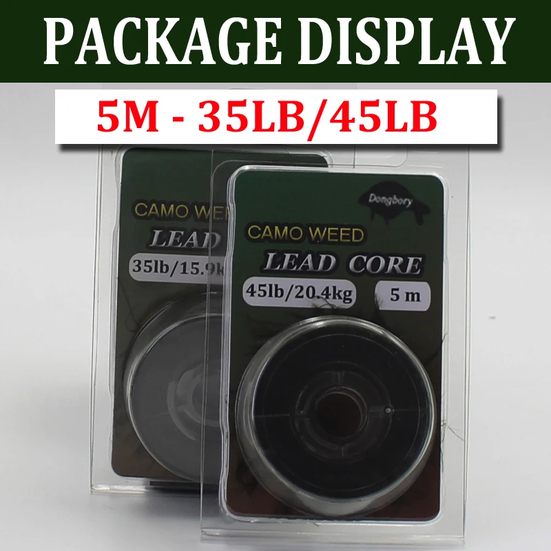 5m Camo Weed Effect Leadcore Rigs Leader 35 45lb Lead Core Carp Chod Fishing Tackle Line