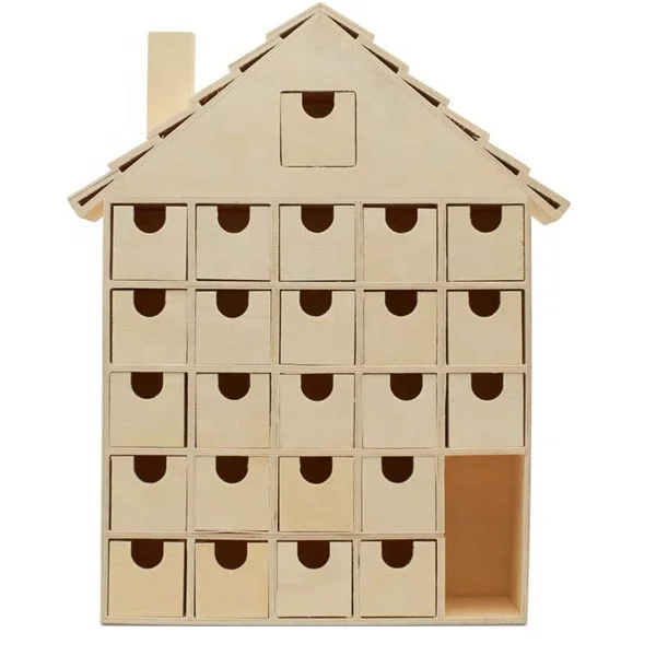 Wood Seasonal Calendar House Decoration Custom Christmas Candy Box OEM Size Wholesale