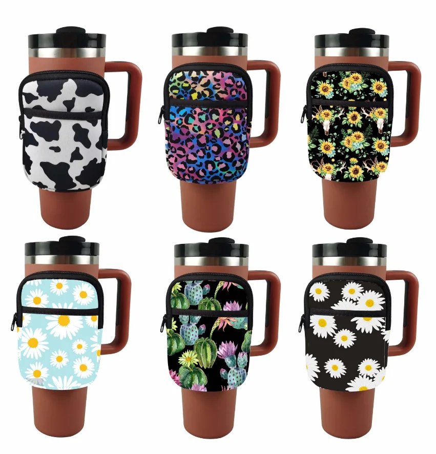 Неопреновый пакет для бутылки с водой на 40 унций, сумка для стакана с застежкой-молнией