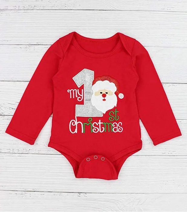 Newborn infant Santa Claus costume romper pants hat sets toddler fall long sleeve outfit 3pcs baby Christmas clothes set