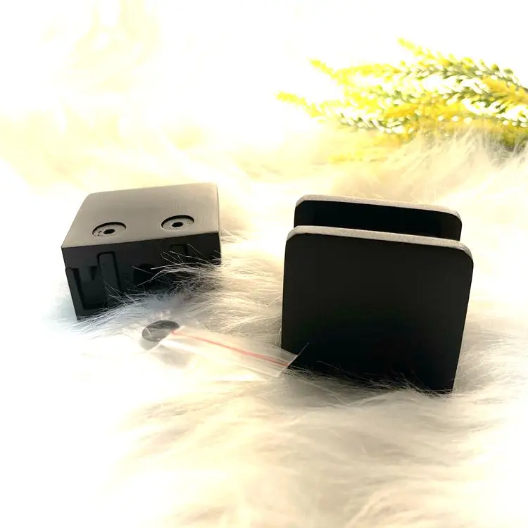 Square glass clamp for indoor stair railing post matt black stainless steel clip