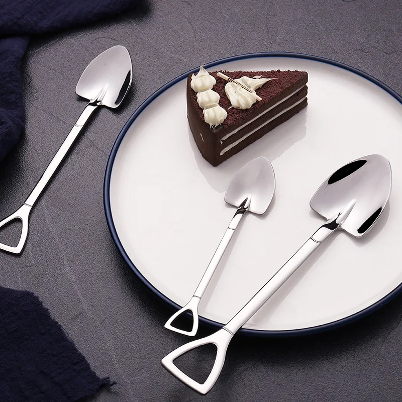 Креативная ложка для мороженого из нержавеющей стали/кофейная ложка/Ложка-лопата, металлическая чайная ложка с гравировкой