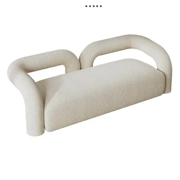 Modern Luxury Nordic Style 2-3 Seat Fabric Sofas Single Curved White Chesterfield Couch Hotel Polart fleece Fluffy White Sofa