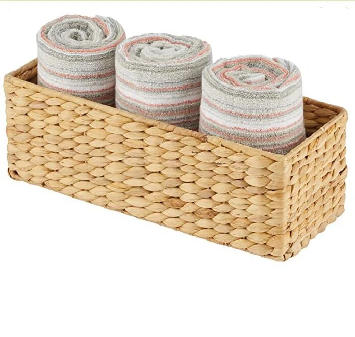 Natural Woven Seagrass Bathroom Toliet Roll Holder Storage Organizer Basket Bin For Bathroom Countertop, Toilet Tank Top