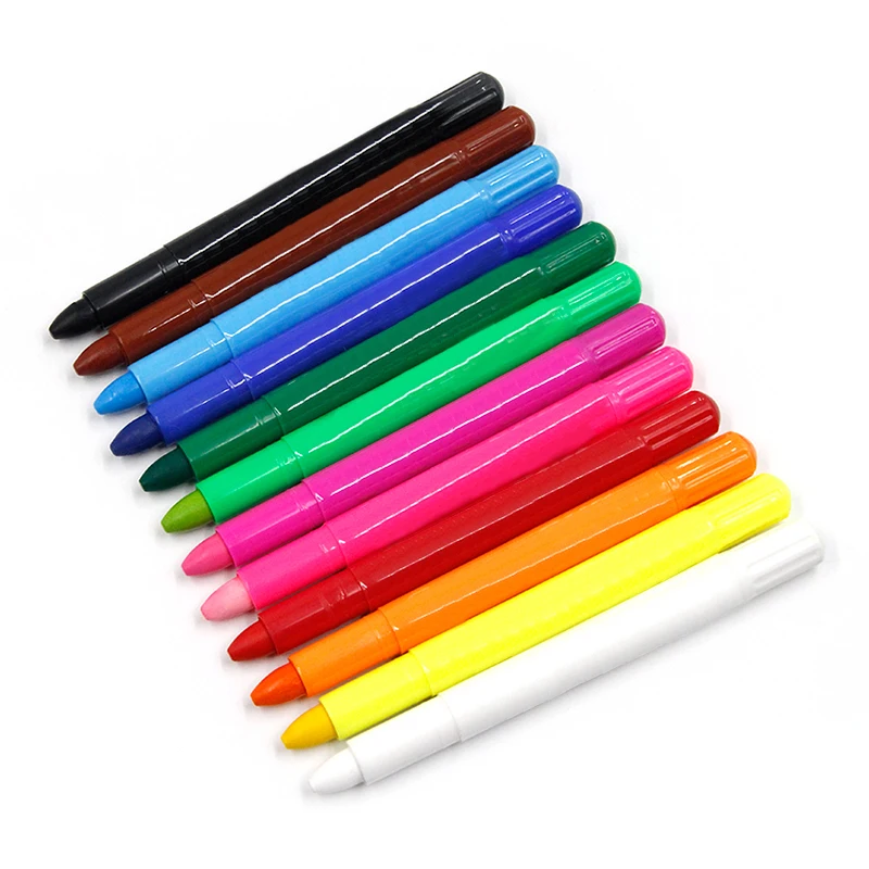 12 Colors Silky Washable Wax Crayons Lip Crayon Twistable Crayon for kids