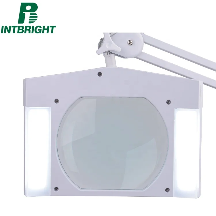 9002LED white 3 diopter Intbright Rectangular LED Magnifier Lamp with 4 foot wheels