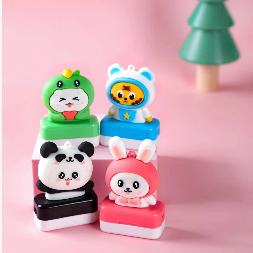 good quality with key cain  4mm cartoon  flash stamp rubber  33*13mm pre inking stamp