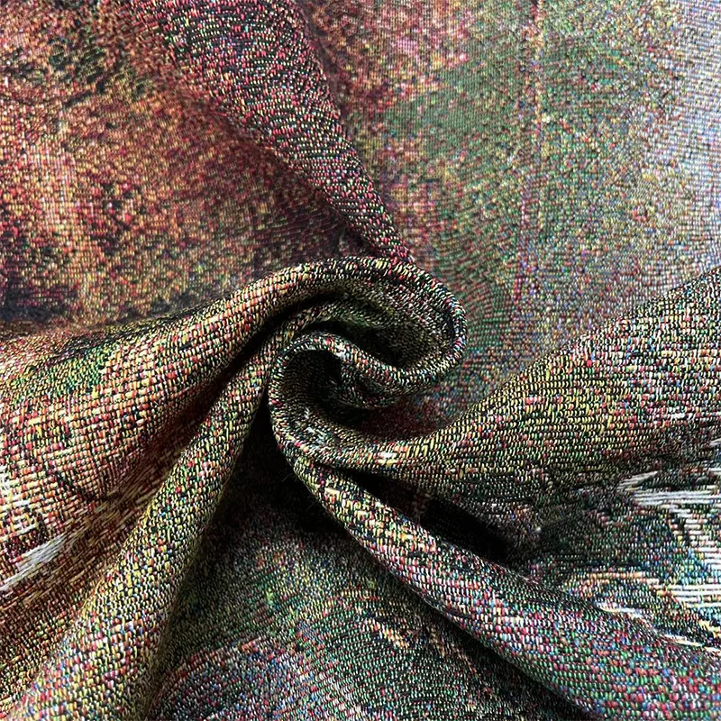 Manufacturers wholesale national wind landscape high warp dense seamless jacquard fabric for bag