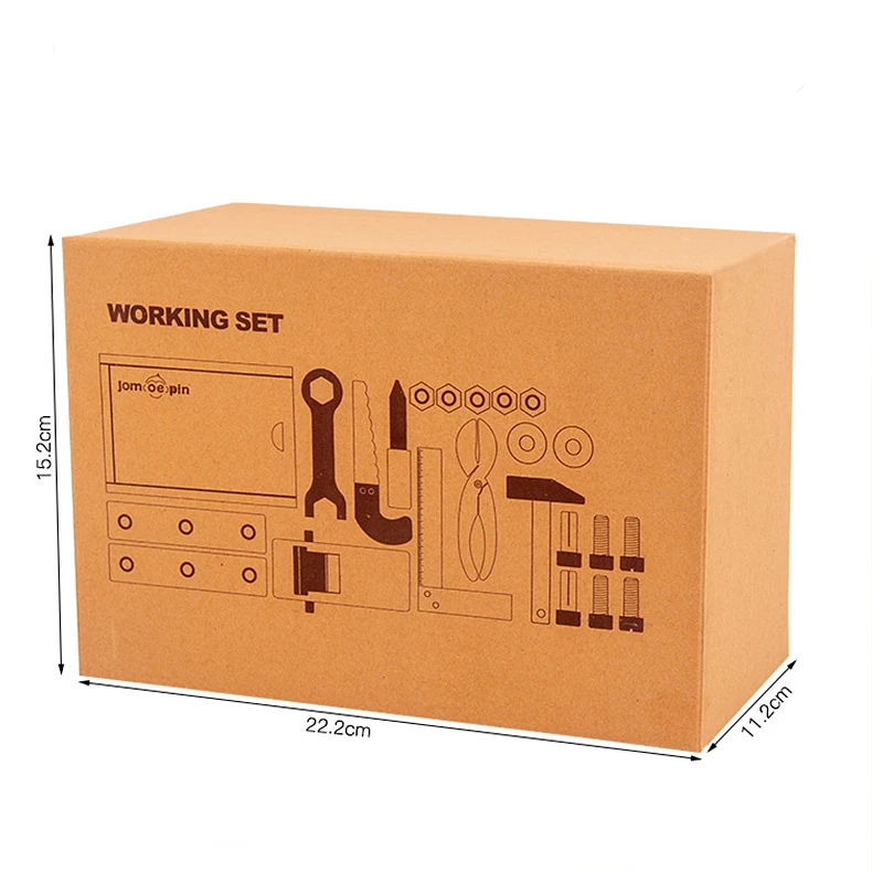 High quality log unpainted boy play house toy over 3 years old hands-on ability craftsman repair box nut wooden tool box toys