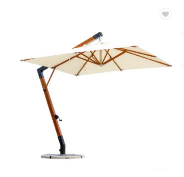 high quality outdoor wood grain hanging waterproof  umbrella cantilever garden beach patio sun parasol aluminum restaurant