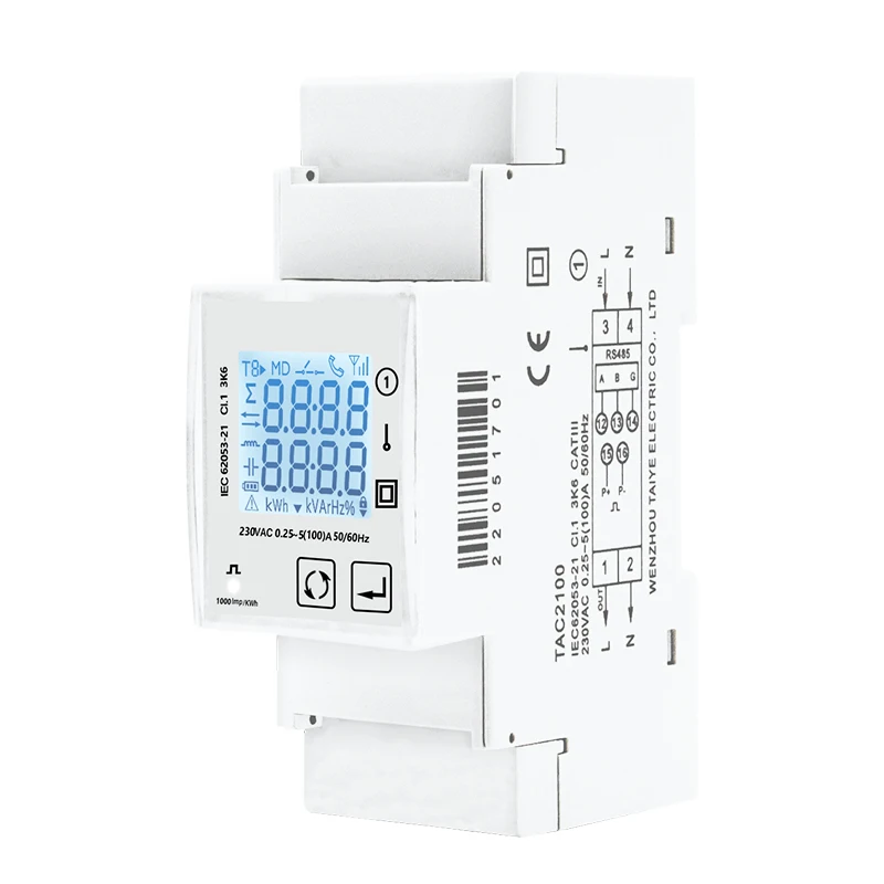 One Pulse Output With RS485 K W VA A V KWH 45-65Hz SDM Modbus 230V Multifunction Energy Meter Single-Phase