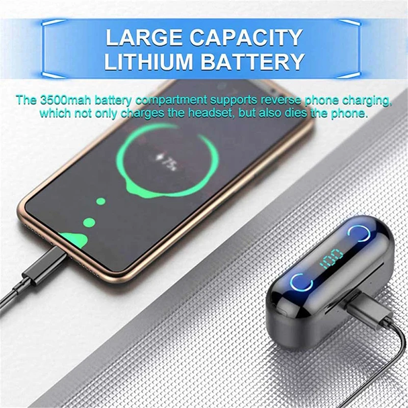 Portable F9-8 Wireless BT Headset Smart Audifonos Comfortable Powerbank Power LCD Display Earbuds Wireless Headphones F9-8 Tws