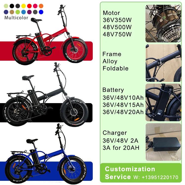 High Quality Ebike Foldable Electric Bicycle Integrated Lithium Battery 36V15Ah 500W Motor 7 Speed Fat Bike Electric