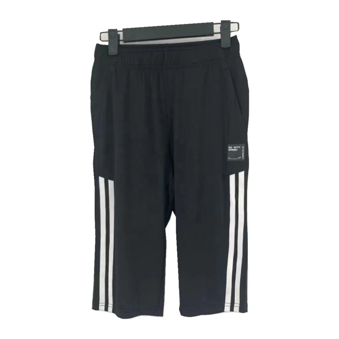 Шорты из полиэстера и спандекса для мальчиков, эластичные штаны для бега с белыми полосками по бокам, с принтом на заказ, оптовая продажа