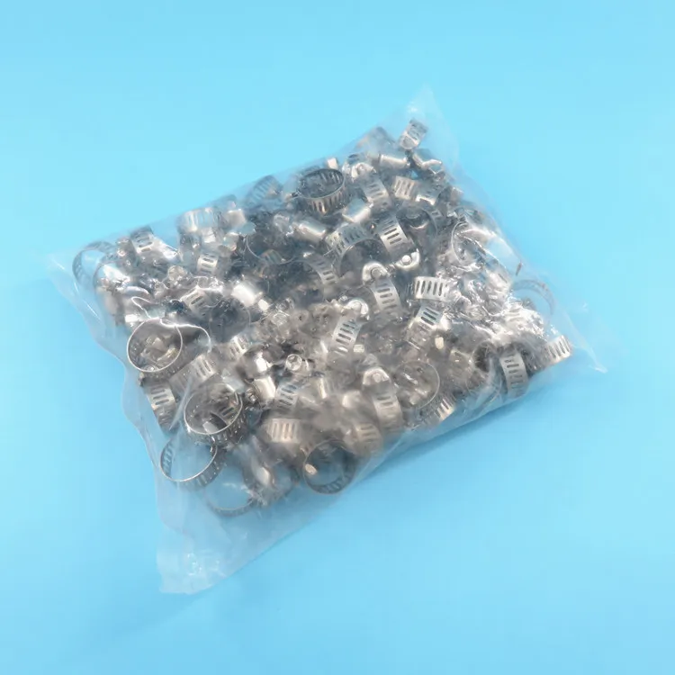 9mm-16mm Stainless Steel Mini Fuel Line Pipe Hose Clamp Clip Optional Size for Air Hose Water Pipe Fuel Hose Silicone