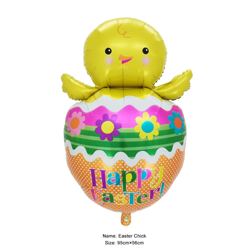 Custom Chicken Egg Shaped Foil Balloons Cute Pattern Printed Balloons For Happy Easter Decorations