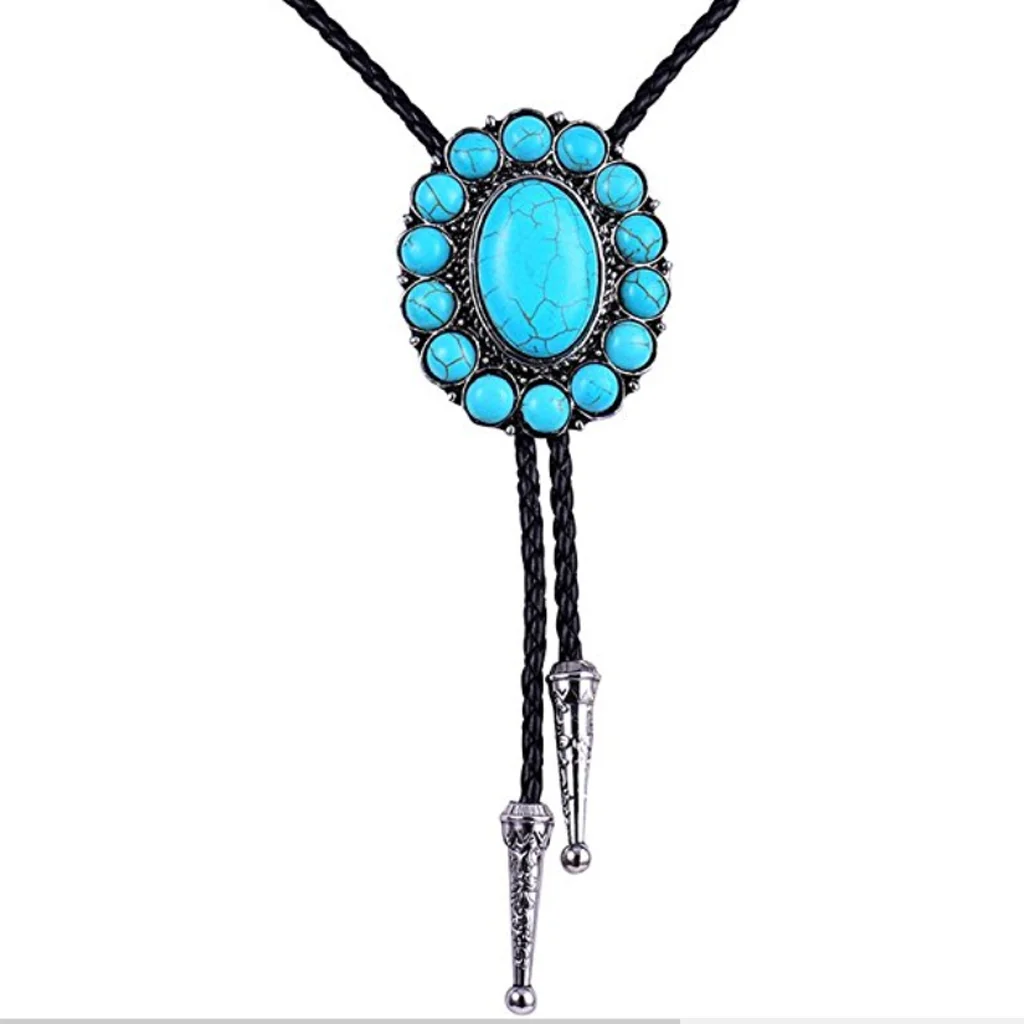 Hamocigia Factory Custom Oval Trendy Mint Dress Jewelry Stone Western Cowboy Bolo Tie One Piece
