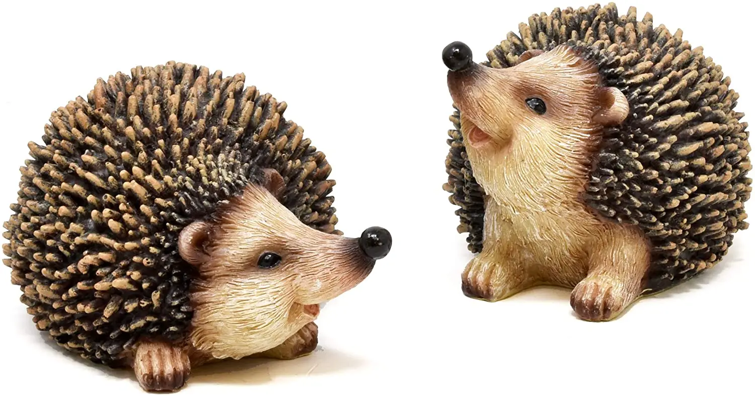 Mini Hedgehog Figurine Fairy Garden Statue Set Of 4 Resin Figurines Lawn Miniature Micro Landscape Animal Outdoor