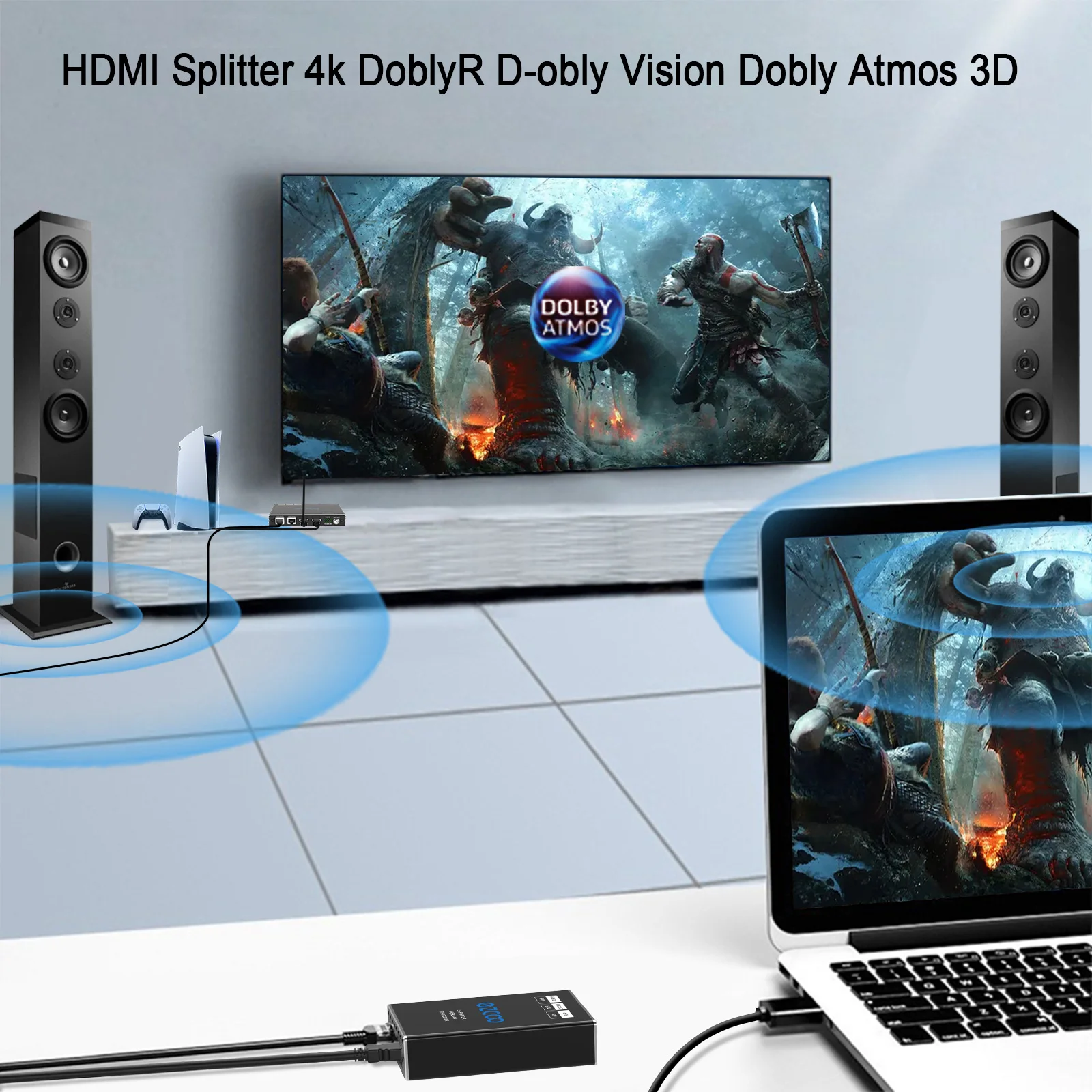 UTP HD-MI Extender 4K@60Hz 4:4:4 8bit HDCP2.2 Supports PoE bi-directional IR RS232 and EDID management Two UTP output