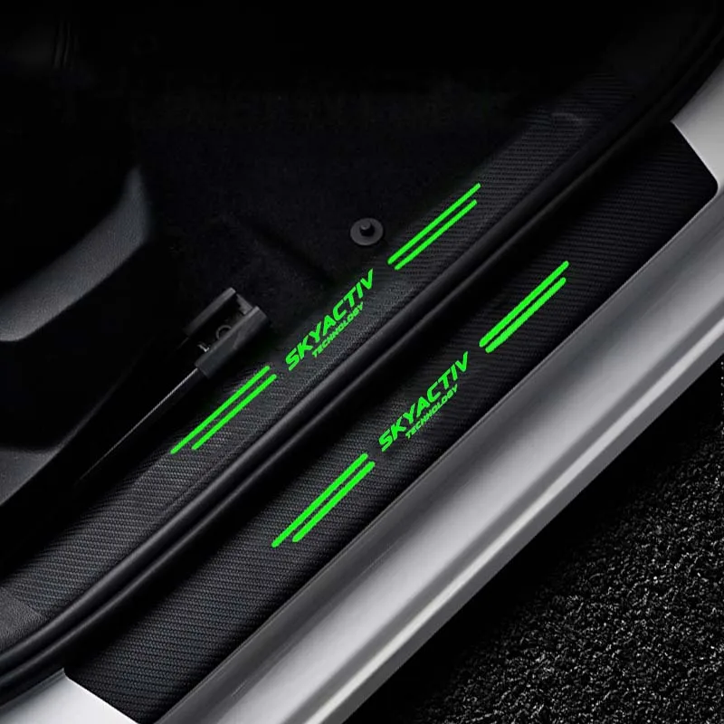 Carbon Fiber 2 in 1 /4 in 1/5 in 1 Luminous Car Door Sill Strip Threshold Strip Waterproof Protect Film For Honda Toyota