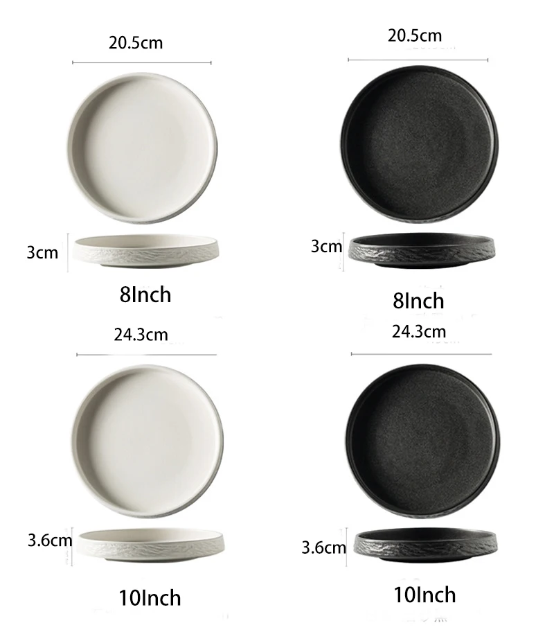 Western Restaurant High-end Kitchen Accessories Retro Pasta Plates Hotel Japanese Stone-grain Frosted Plates