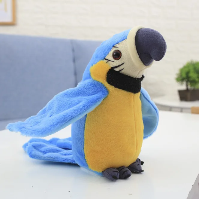 Electric Talking Parrot Plush Toy Cute Speaking Record Repeats Waving Wings Simulation Bird Kids Birthday Stuffed Plush Gift