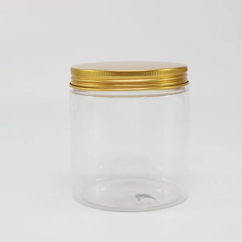 
Reusable Clear Plastic Round Jars Wide Mouth food Containers with Silver Metal Lids for DIY cookies and Kitchen Supplies Storage 