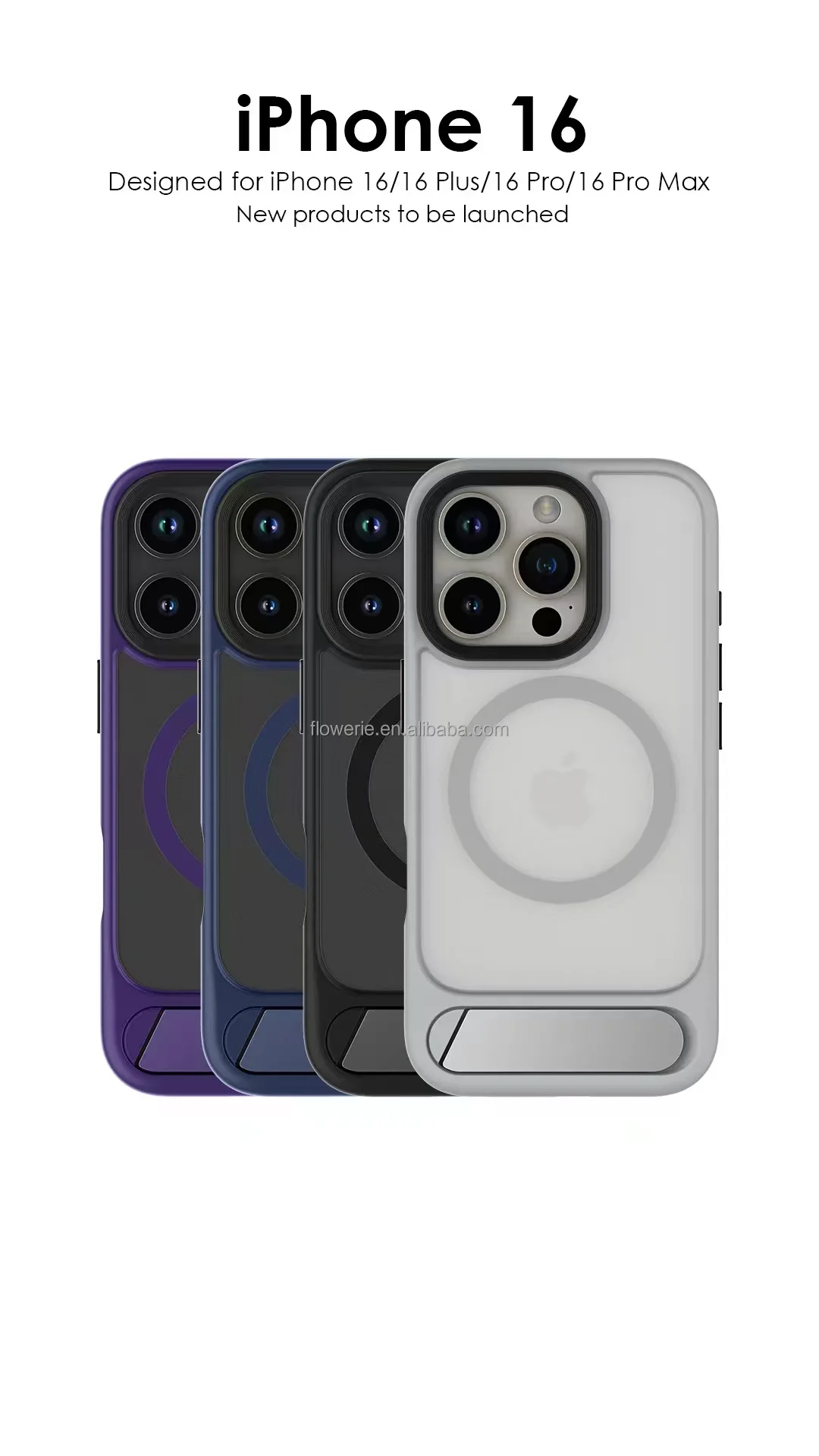 Desert gold transparent back TPU PC Combo Metal Stand holder Shockproof Matte Phone Case Luxury Cover for iPhone 16 Pro Max