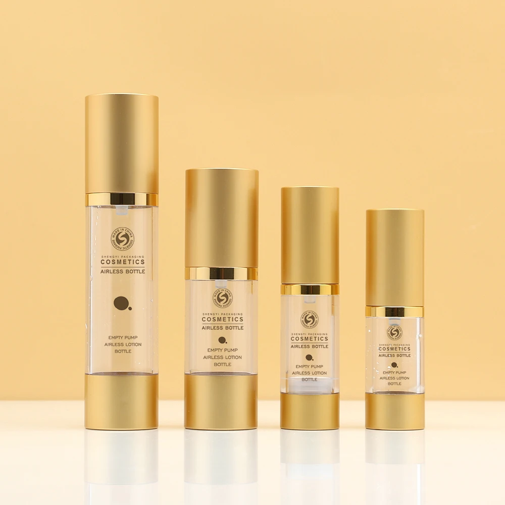 Custom silver matte gold 15ml 30ml 50ml cosmetics aluminum vacuum Airless bottle Optional spray or lotion pump