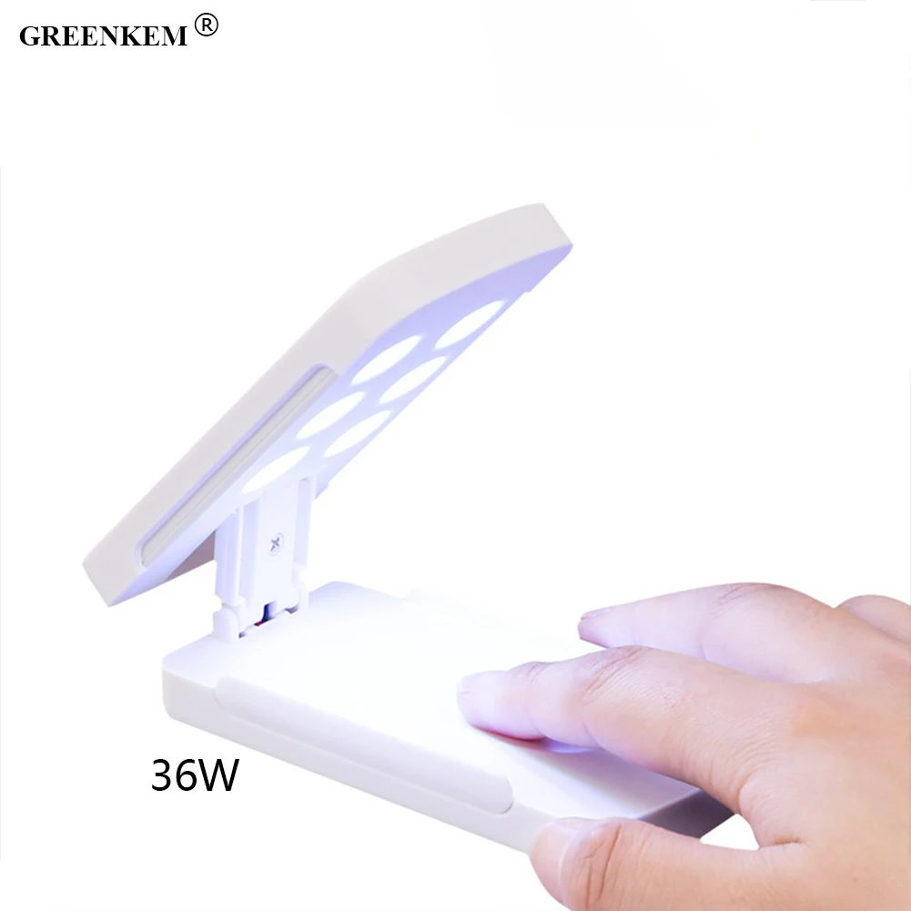 Custom Logo 36W Portable Foldable Rechargeable UV Lamp 6 Beads Nail Art Mini Lamp