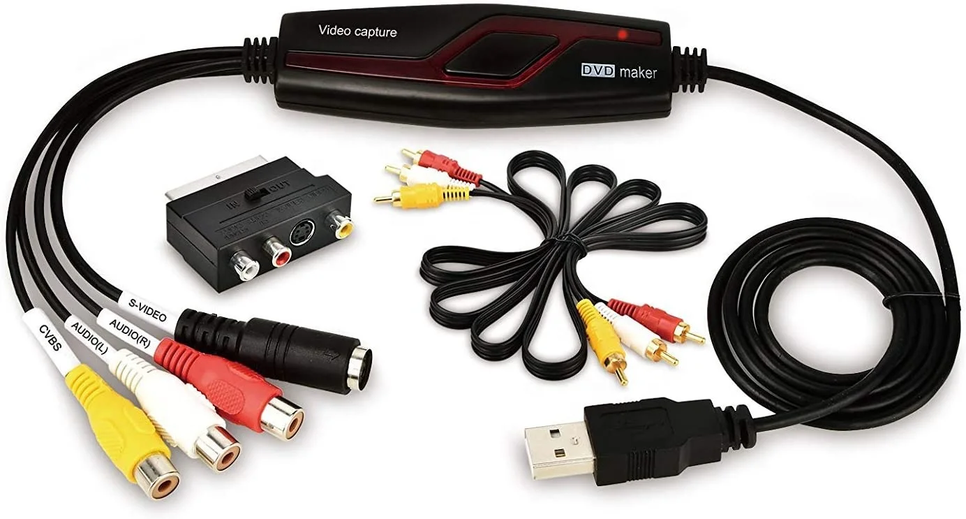 Hot sale VHS to DVD Converter, USB analog video to digital capture,Hi8 VCR TV Box grabber  for Your Mac or  PC,