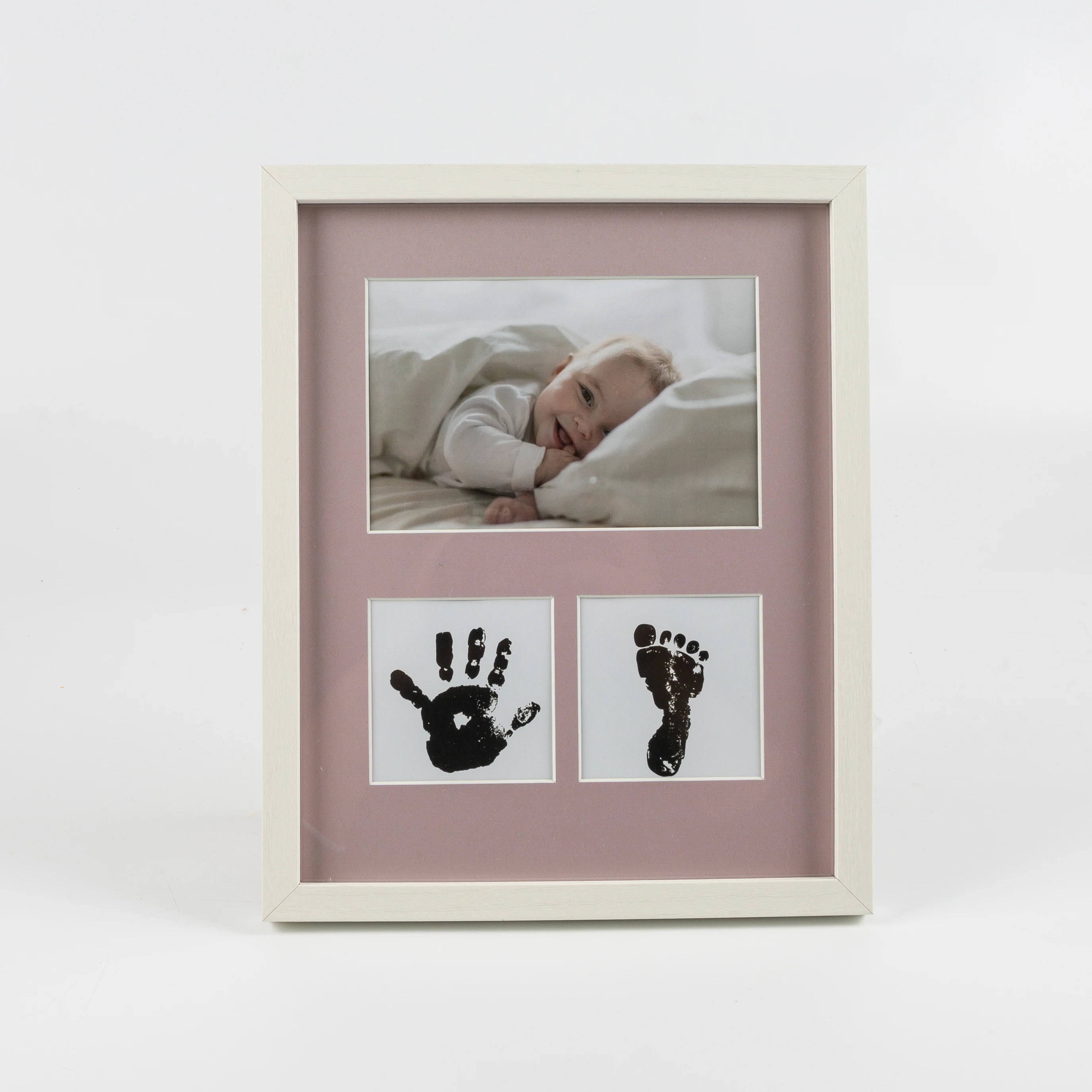 Baby Gift Memorial Newborn Footprint Kit Baby Handprint Wooden Photo Frame With mat