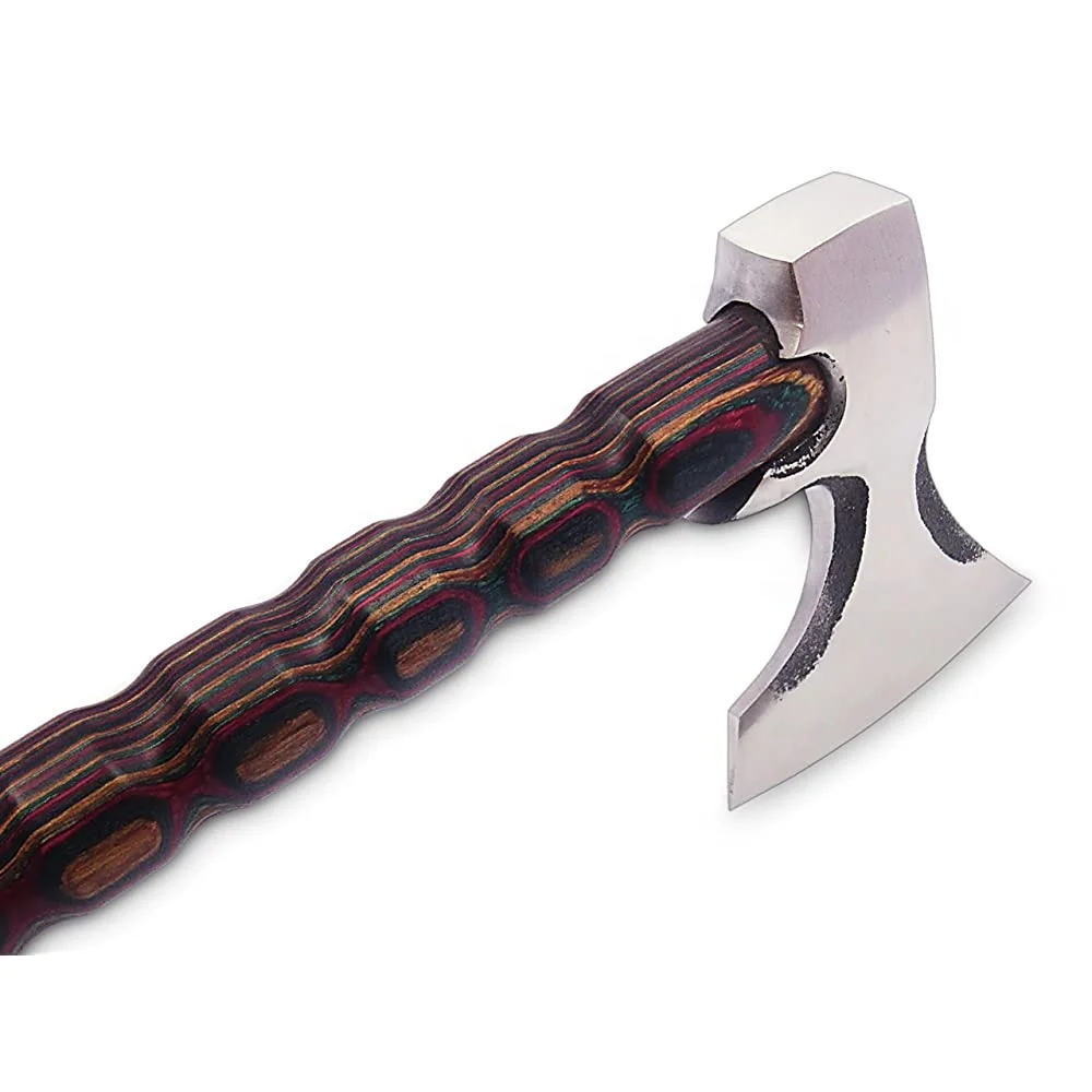 
NEW HATCHET TOMAHAWK VIKING AXE FULLU FUNCTIONAL COMBAT BUCHCARFT AXE WITH DIAMOND WOOD HANDLE 