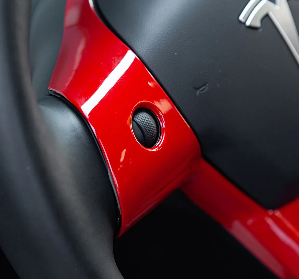 Car Steering Wheel Decorative Patch For Tesla Model 3 2017-2021 Carbon Fiber ABS Decorative Accessories Model3 Three