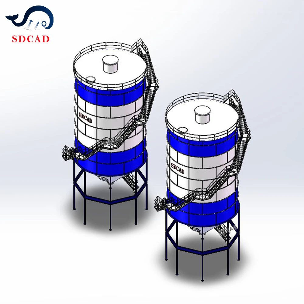 SDCAD customized 100 ton powder  storage steel Cement Silo cement plants fly ash 200Tons Bolted Type Bulk  sand silos