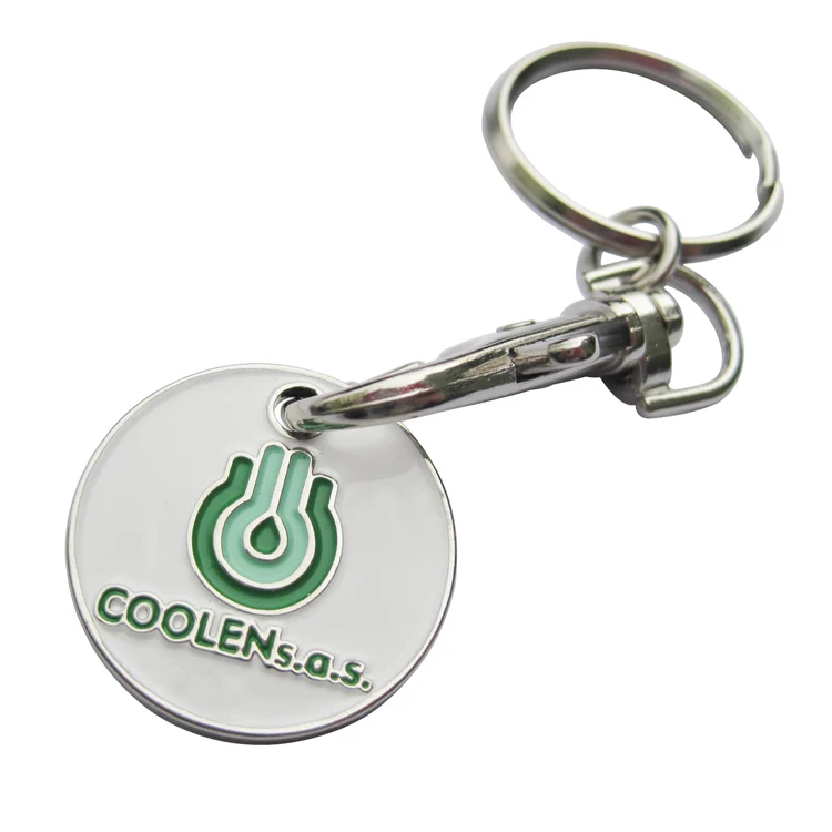 Promotional Custom Cheap Metal Trolley Coins Shopping Cart Token challenge keychain trolley coin