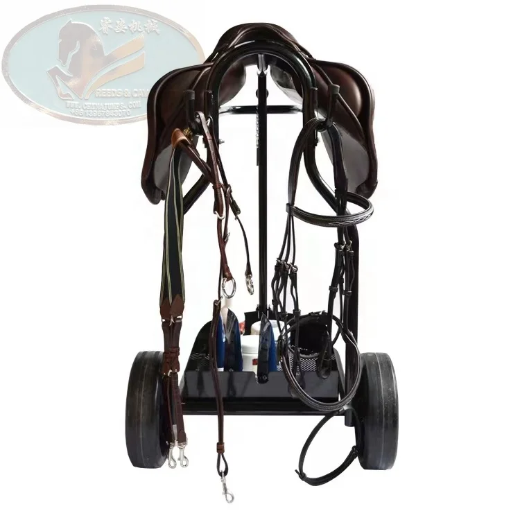 High Quality Carbon Steel Saddle Storage Cart Stable Supplies Trolley for Horse Products