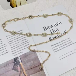 Ladies Fashion Accessories Luxury Designer High Quality Silver Metal Chain Waist Belts for Women body chain for dress