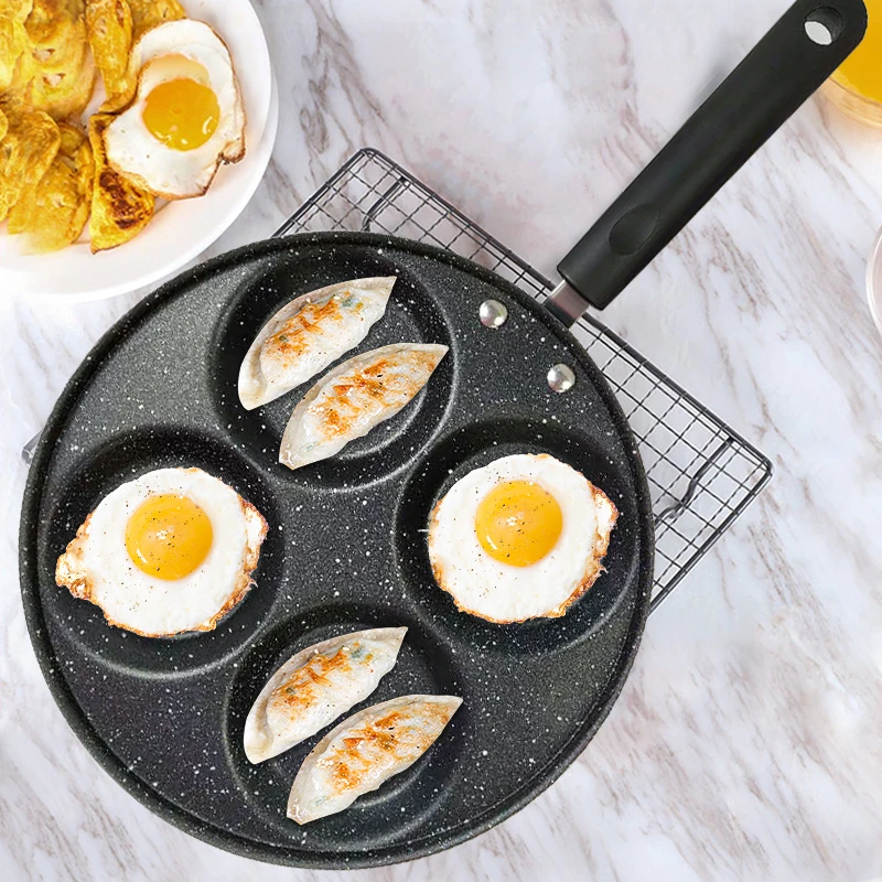 2022 New 3 Hole Thickened Fried pan Egg Ham Breakfast Frying Pan Durable Omelette Pan