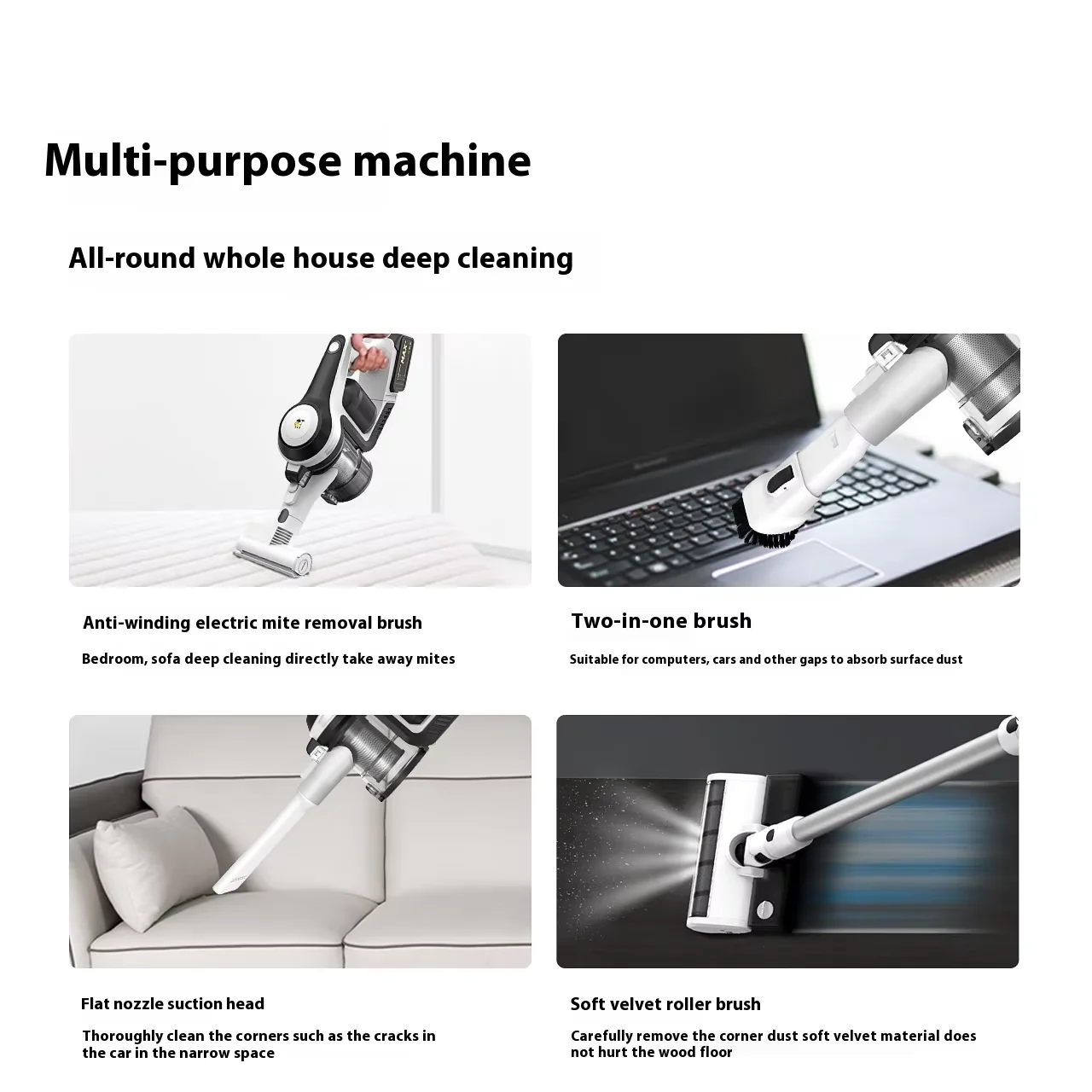 Handheld Wireless Vacuum Cleaner with Battery Power Wet and Dry Function Cordless for Home Car RV with Bag Brushless Motor