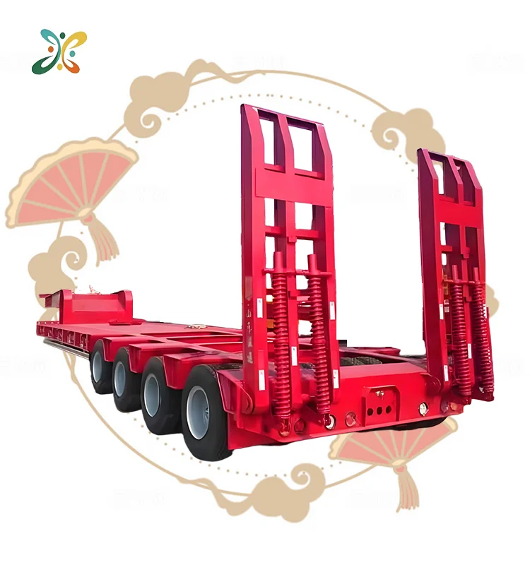 The New 6-Axis Low Bed Flat Semi-Trailer Loading100 Tons With Front 3 Axles Have Lifting Function Use To Kazakhstan