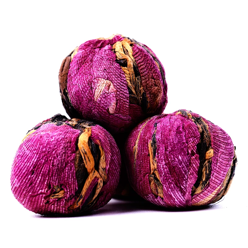 
Yunnan Handmade Dragon Puerh Ball Healthy Beauty Skin Care Puer Tea Bulk Rose Flower Scented Blooming Tea 