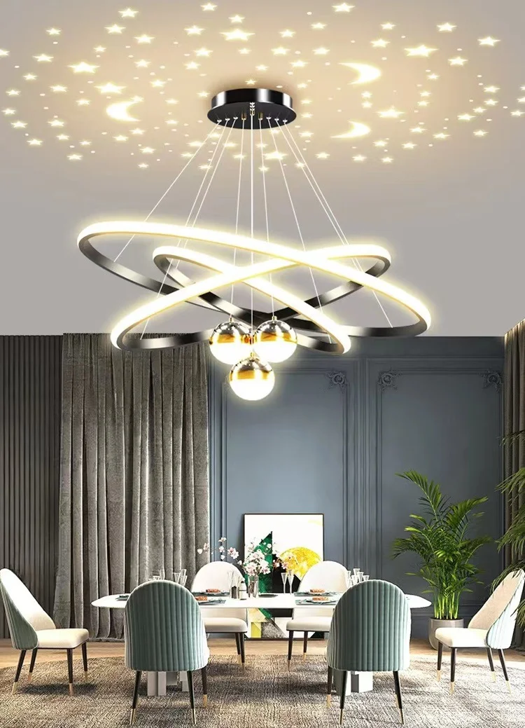 Custom Lighting Modern Led Chandelier Bedroom Hotel Round Hanging Light Iron Led Circle Ring Pendant Light