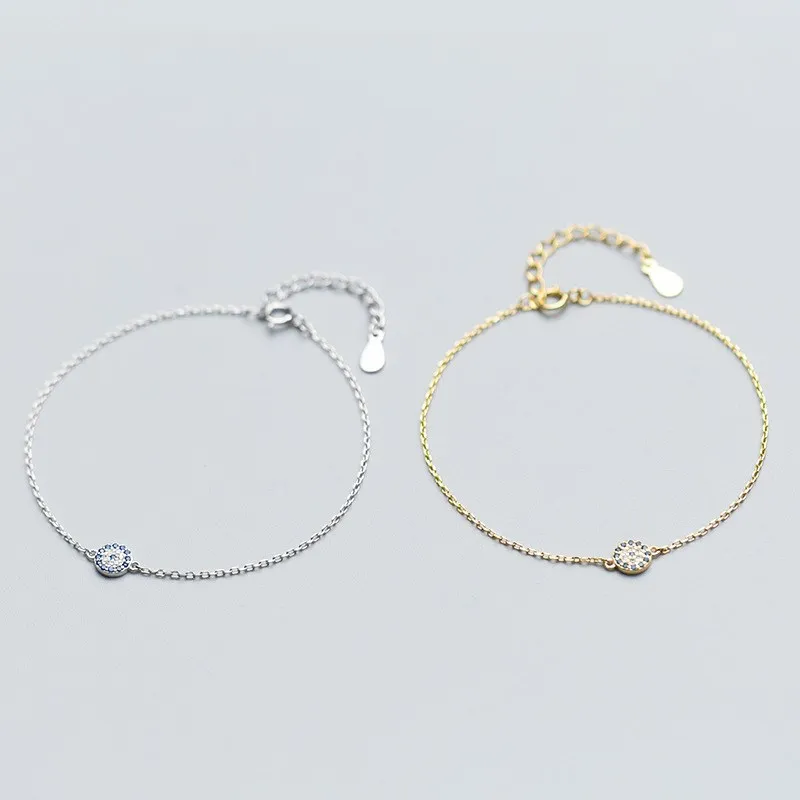 925 Sterling Silver Blue Eye Shape Hand Charm Zircon Bracelets Fashion Jewelry for Women